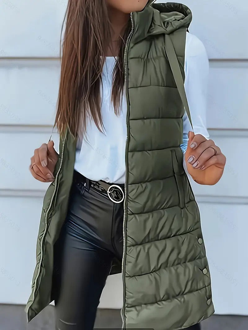 Kvinders Lang Vest Med Hætte Oversized 1