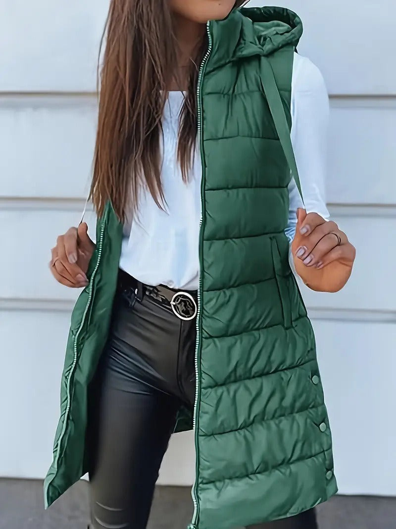 Kvinders Lang Vest Med Hætte Oversized 5
