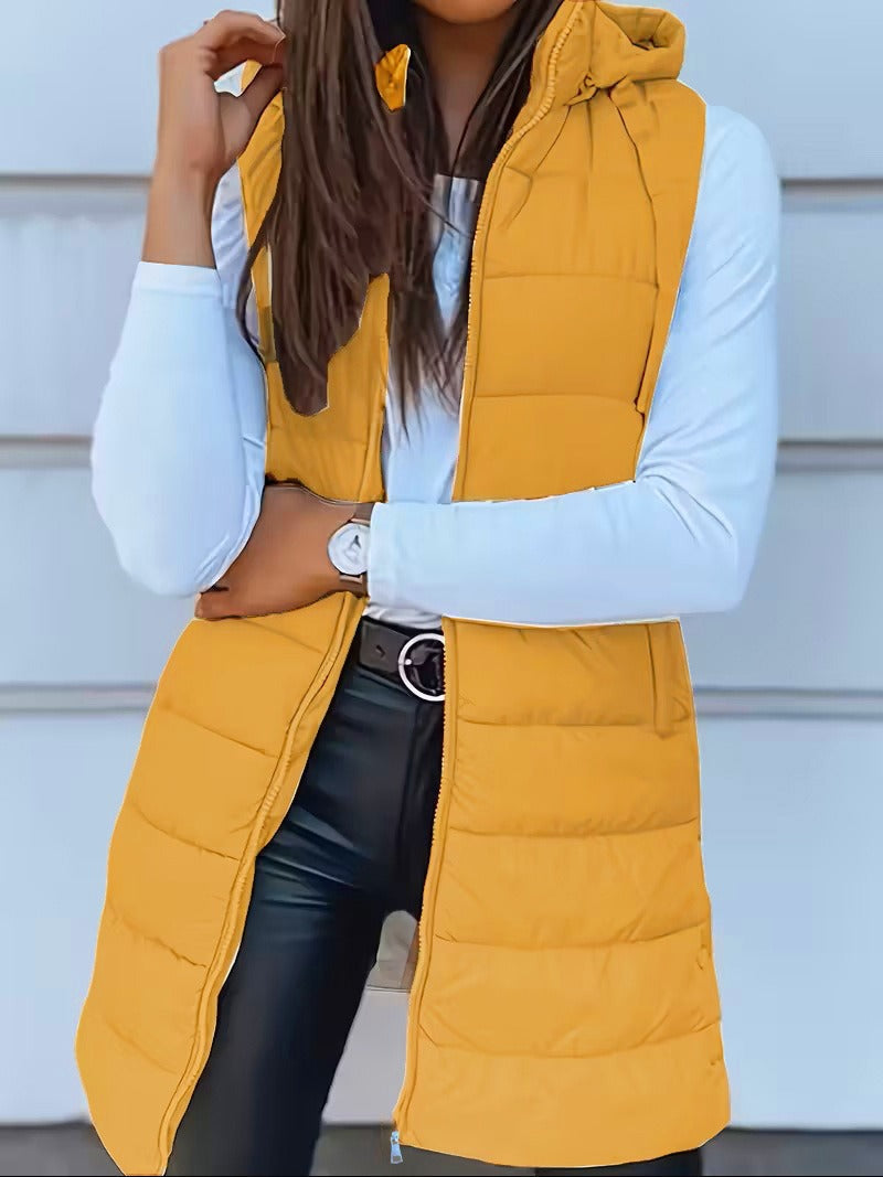 Kvinders Lang Vest Med Hætte Oversized 8