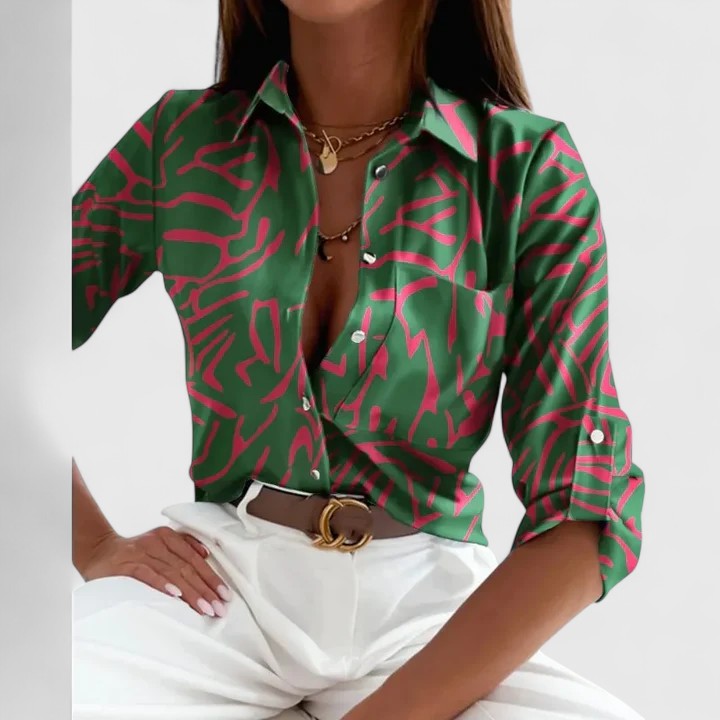 Kvinders Langærmet Bluse Printet Design 1