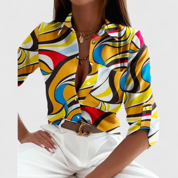 Kvinders Langærmet Bluse Printet Design 2
