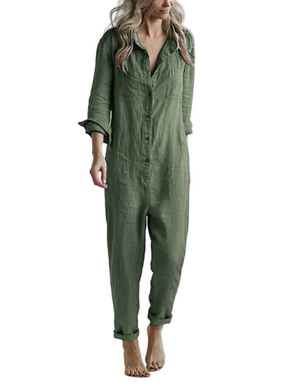 Kvinders Langærmet Jumpsuit Afslappet Stil 0