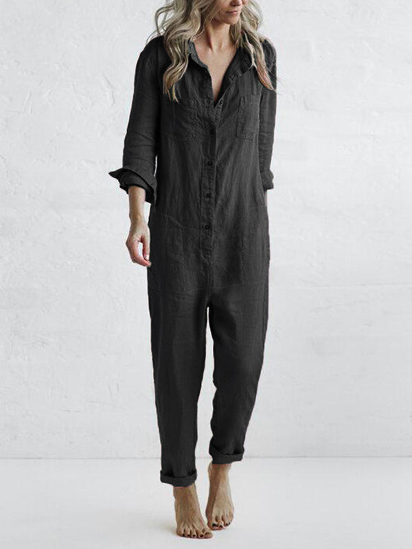 Kvinders Langærmet Jumpsuit Afslappet Stil 8