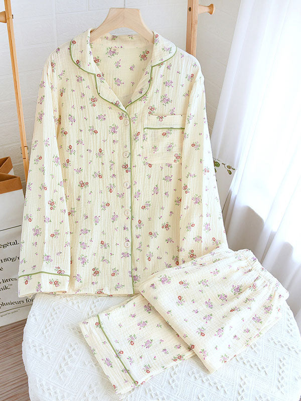 Kvinders Langærmet Pyjamassæt med Blomsterdesign 1