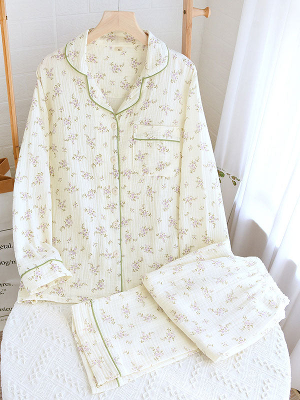 Kvinders Langærmet Pyjamassæt med Blomsterdesign 2