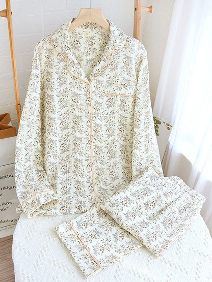 Kvinders Langærmet Pyjamassæt med Blomsterdesign 3