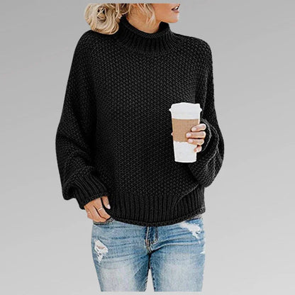 Kvinders Langærmet Striktrøje Høj Hals Casual Stil 2