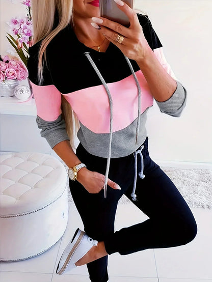 Kvinders Langærmet Sweatshirt Farveblok Design 4