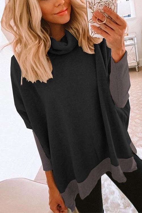 Kvinders Langærmet Sweatshirt med Cowl Neck og Side Split 1