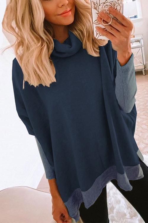 Kvinders Langærmet Sweatshirt med Cowl Neck og Side Split 2