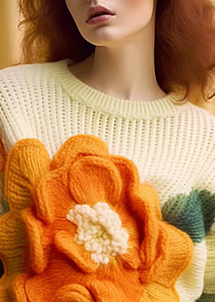 Kvinders Langærmet Top med O-hals og Blomsterprint 1