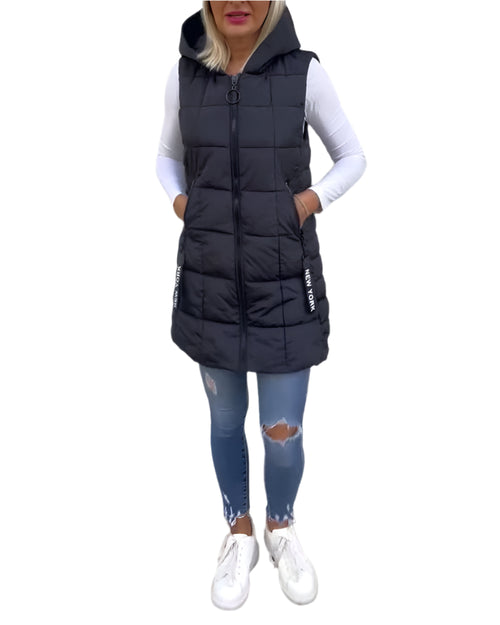 Kvinders Langline Puffer Jakke Uden Ærmer 0