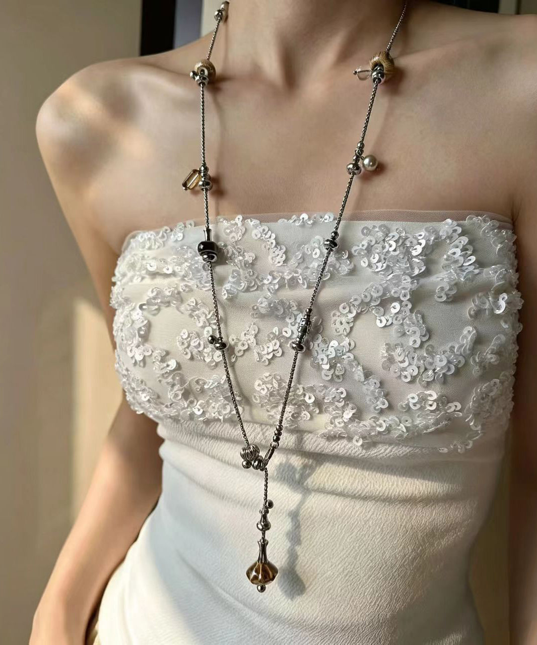Kvinders Lariat Halskæde Boho Stil med Perler 0