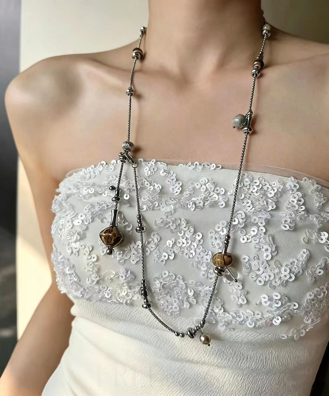 Kvinders Lariat Halskæde Boho Stil med Perler 2