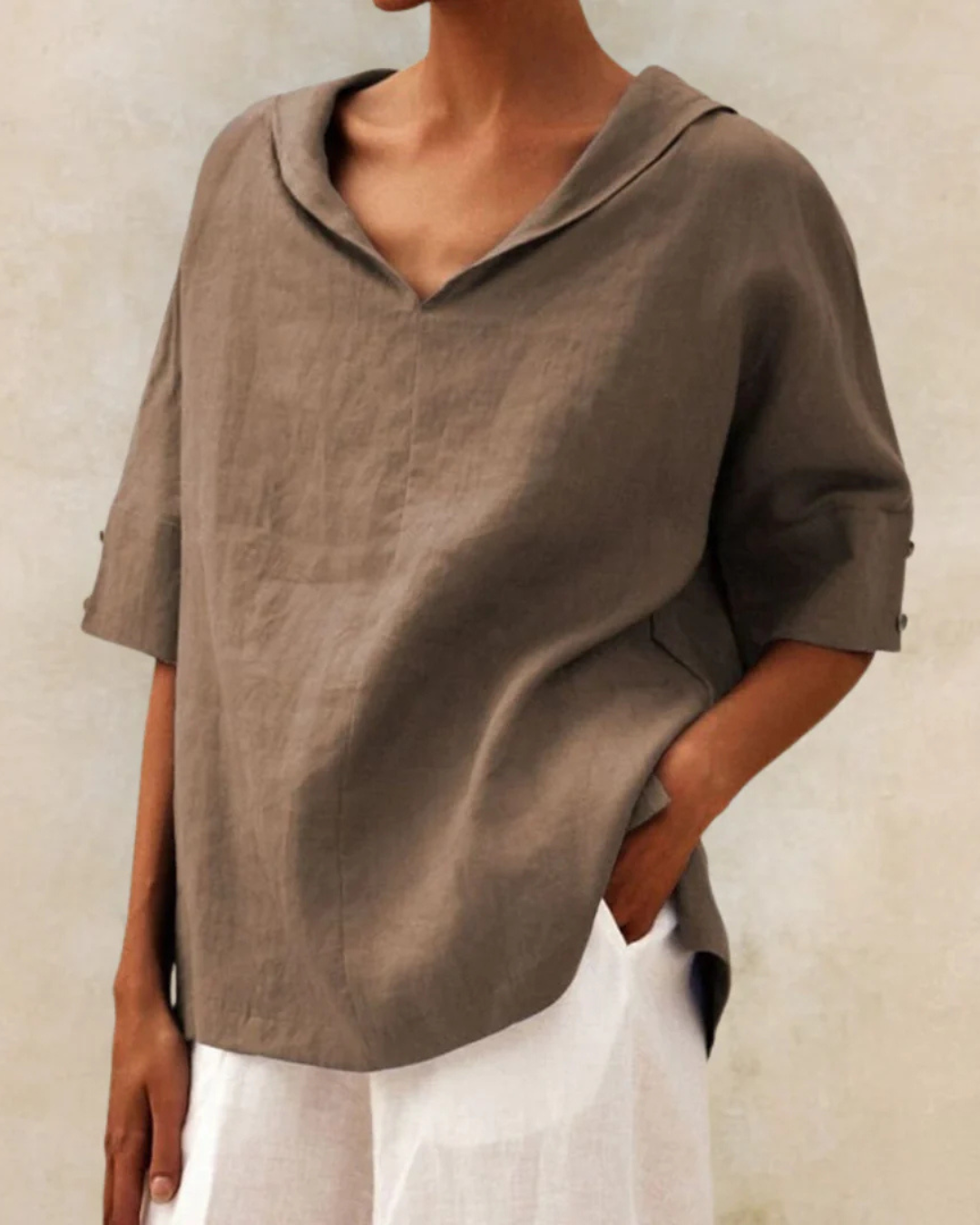 Kvinders Lette Bluse Minimalistisk Design Løstsiddende 3