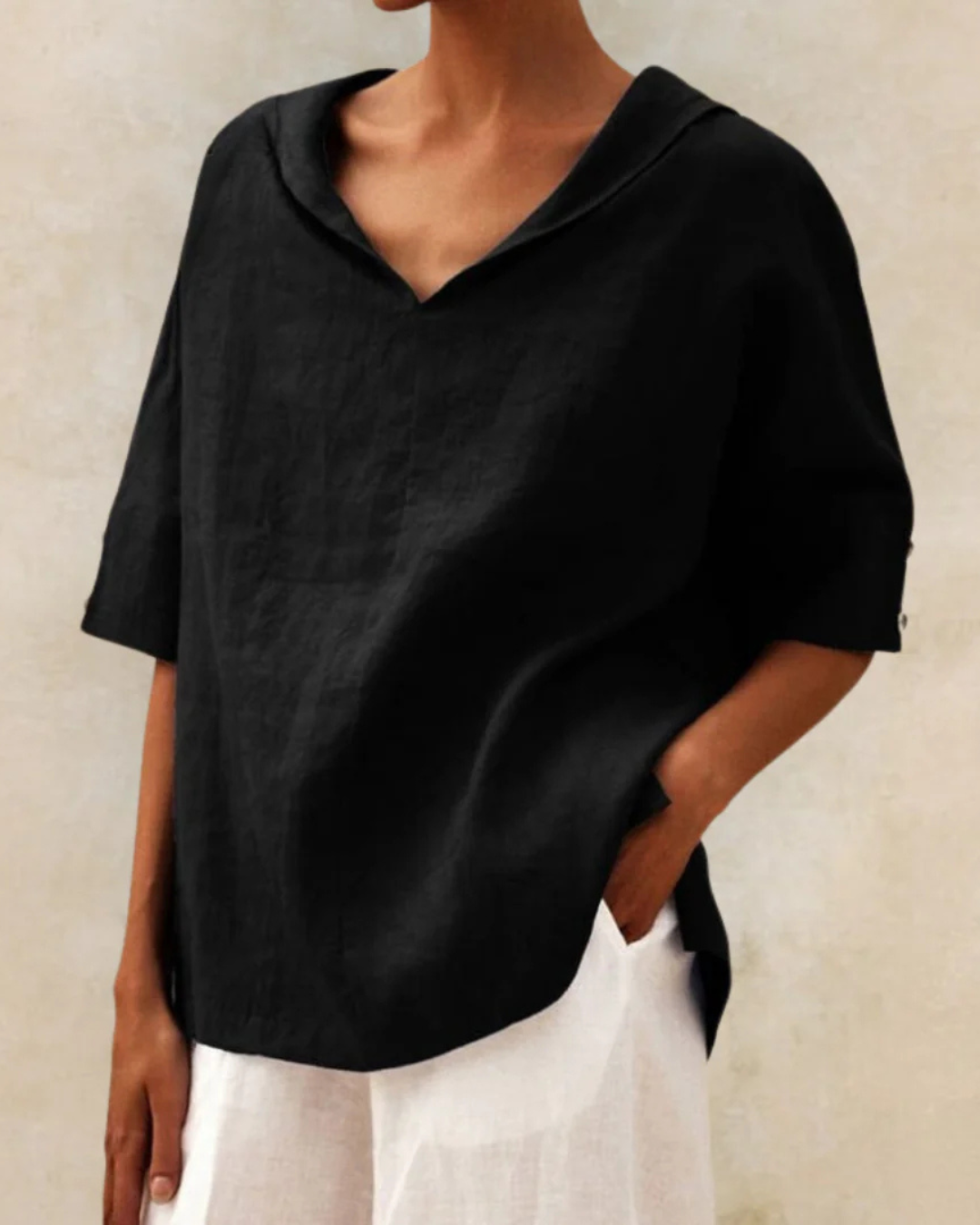 Kvinders Lette Bluse Minimalistisk Design Løstsiddende 4