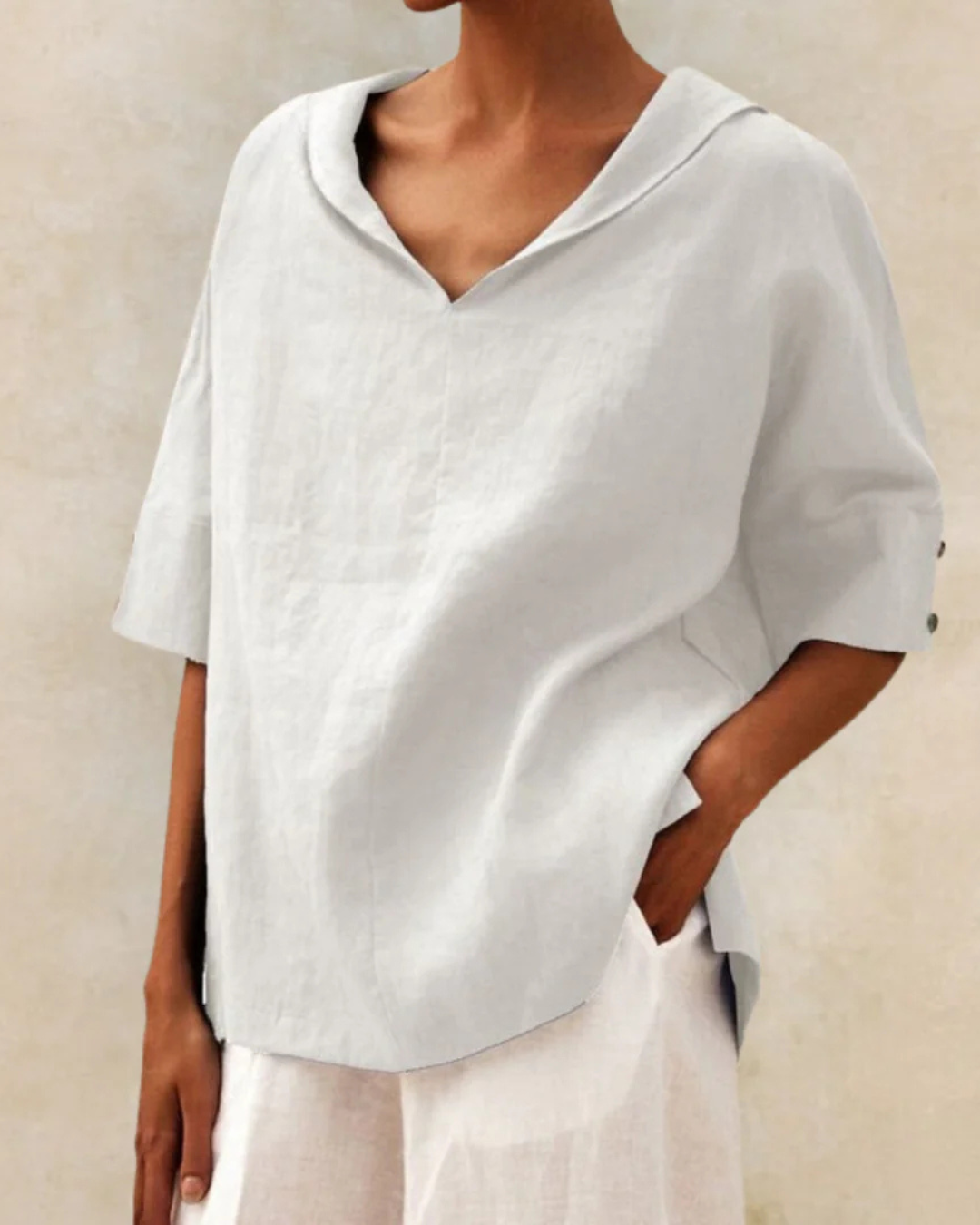 Kvinders Lette Bluse Minimalistisk Design Løstsiddende 5