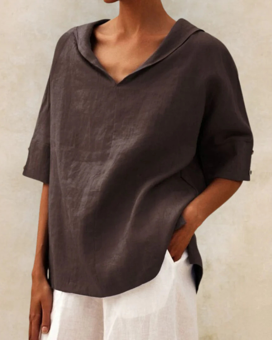 Kvinders Lette Bluse Minimalistisk Design Løstsiddende 6