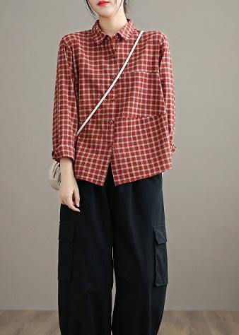 Kvinders Løs Bluse med Revers og Patchwork Design 2