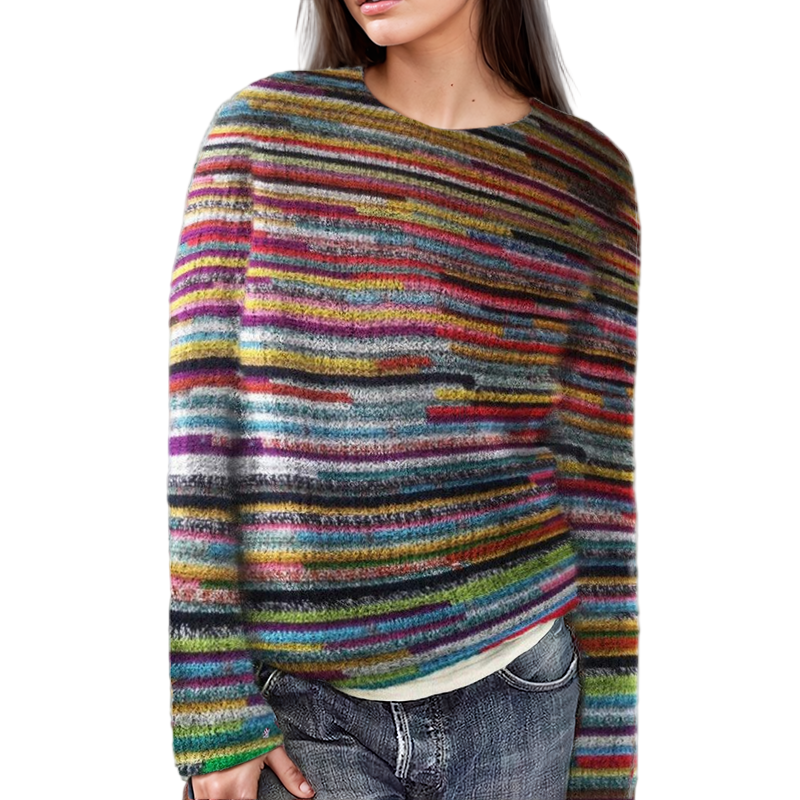 Kvinders Løs Fit Mønstret Sweater 0