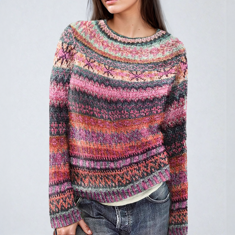 Kvinders Løs Fit Mønstret Sweater 2