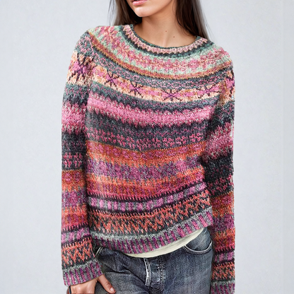 Kvinders Løs Fit Mønstret Sweater 2