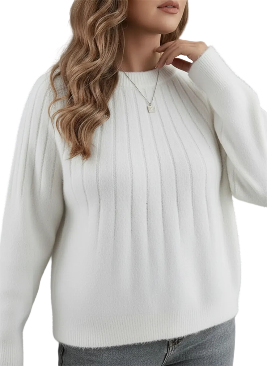 Kvinders Løs Pasform Ribstrikket Sweater Moderne Design 0