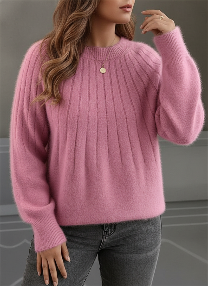 Kvinders Løs Pasform Ribstrikket Sweater Moderne Design 4