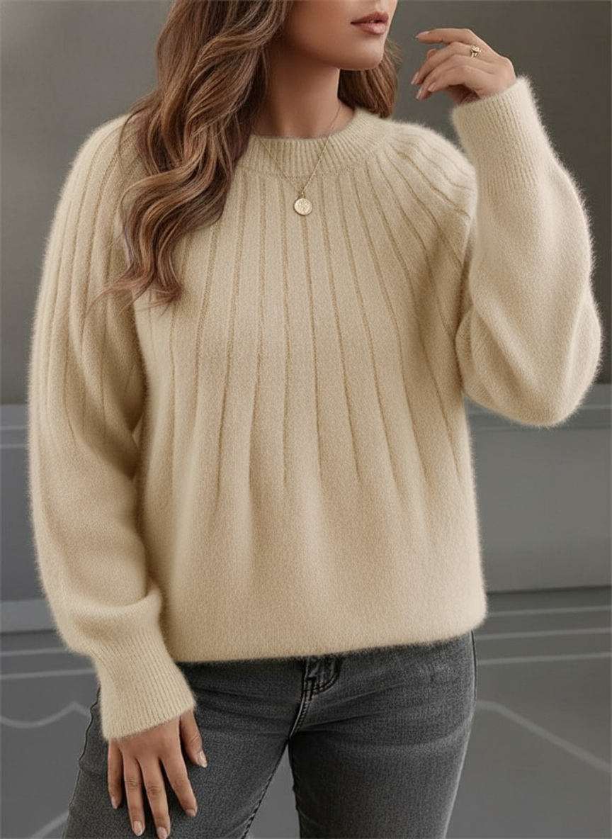 Kvinders Løs Pasform Ribstrikket Sweater Moderne Design 5