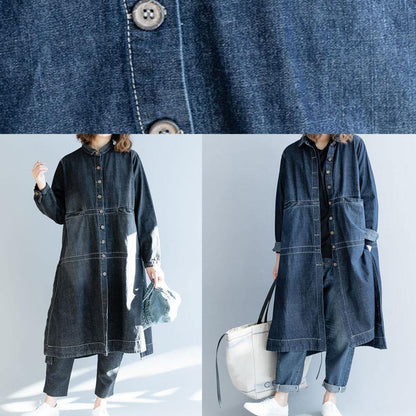 Kvinders Løse Denim Jakke med Åben Side 4