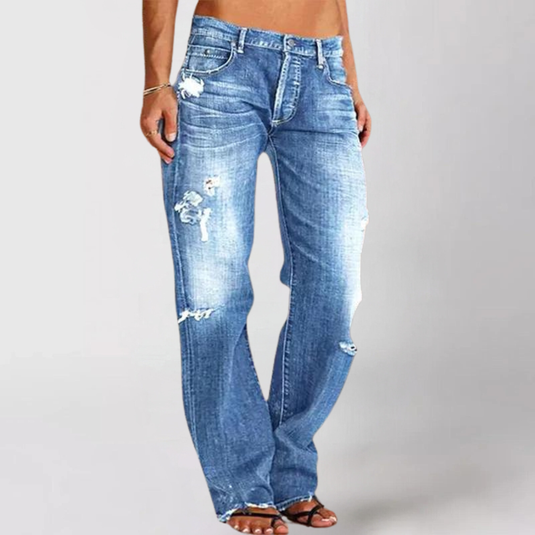 Kvinders Løse Denimjeans med Lav Talje 1