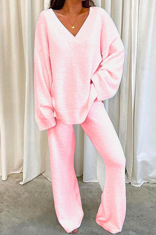 Kvinders Loungewear Sæt med V-hals og Batwing Ærmer 2