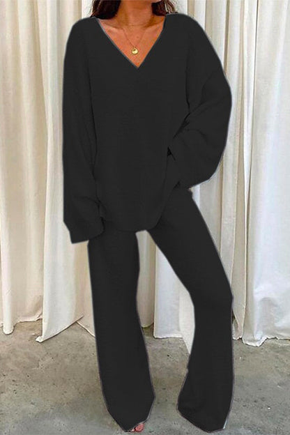 Kvinders Loungewear Sæt med V-hals og Batwing Ærmer 3