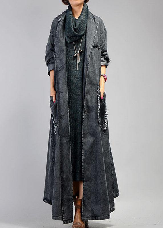 Kvinders Maxi Frakke i Denim Stil 1