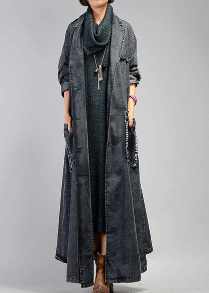 Kvinders Maxi Frakke i Denim Stil 1