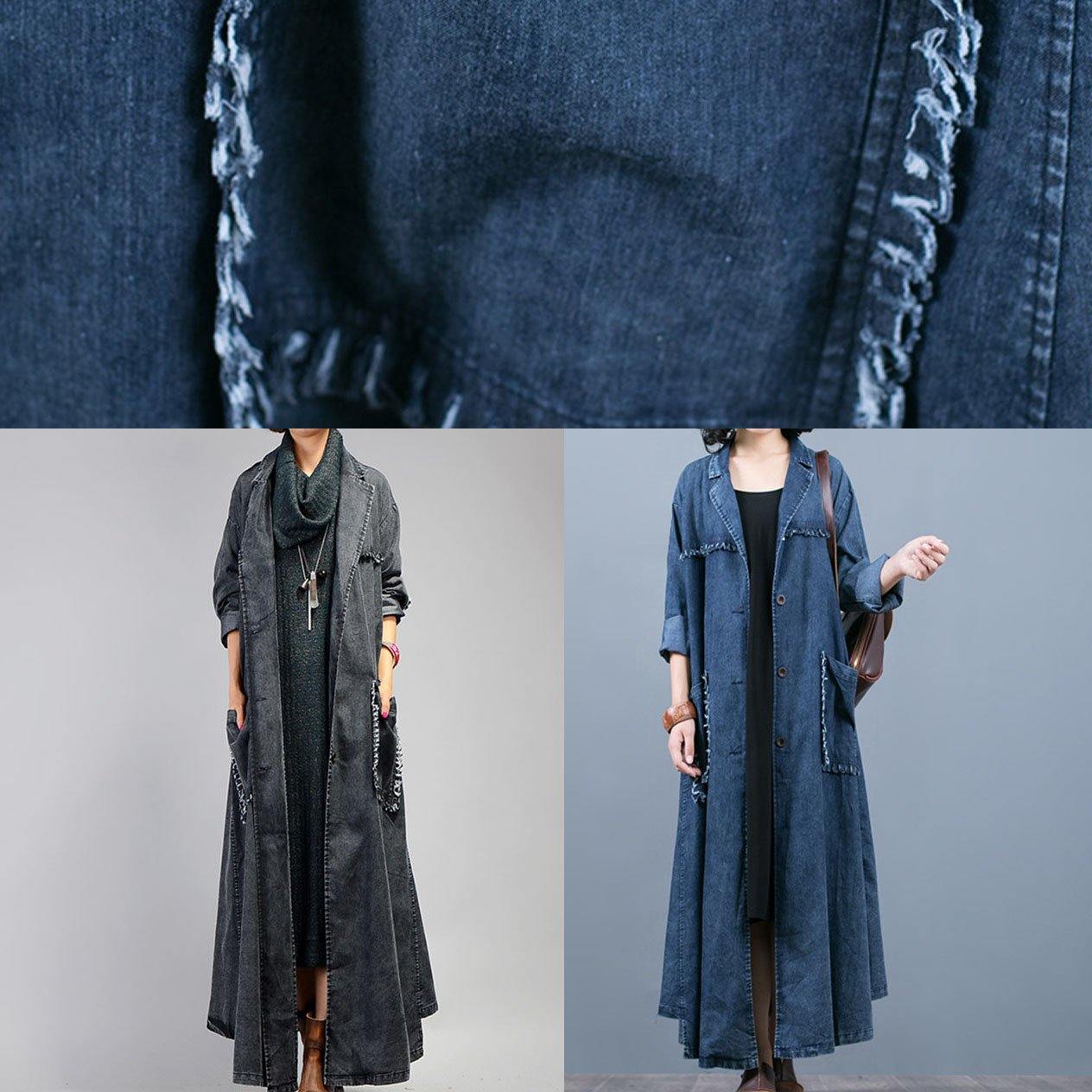 Kvinders Maxi Frakke i Denim Stil 4