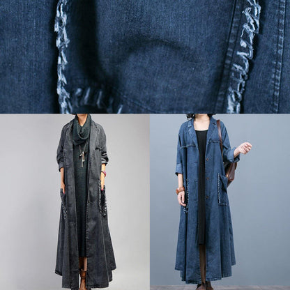 Kvinders Maxi Frakke i Denim Stil 4