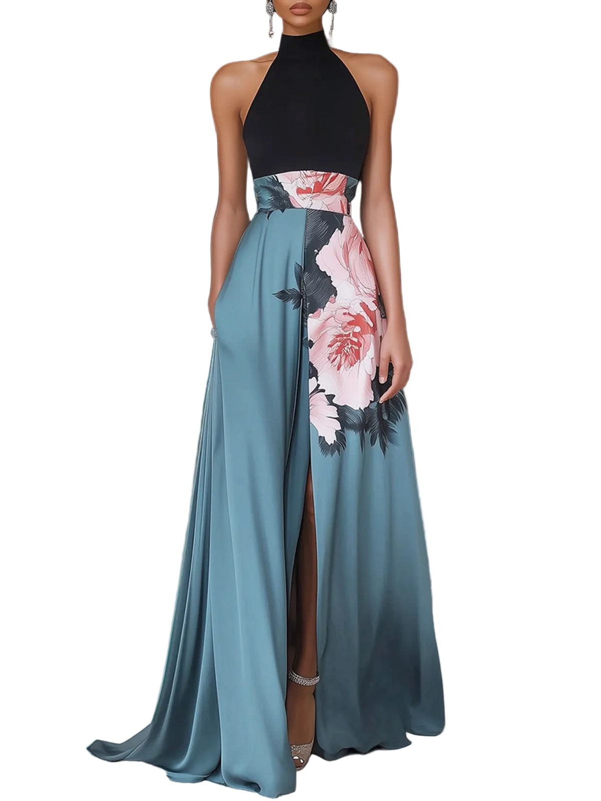 Kvinders Maxi Kjole A-line med Blomsterprint 0