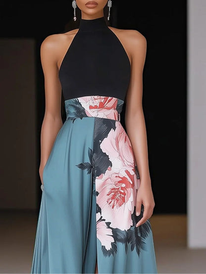 Kvinders Maxi Kjole A-line med Blomsterprint 1