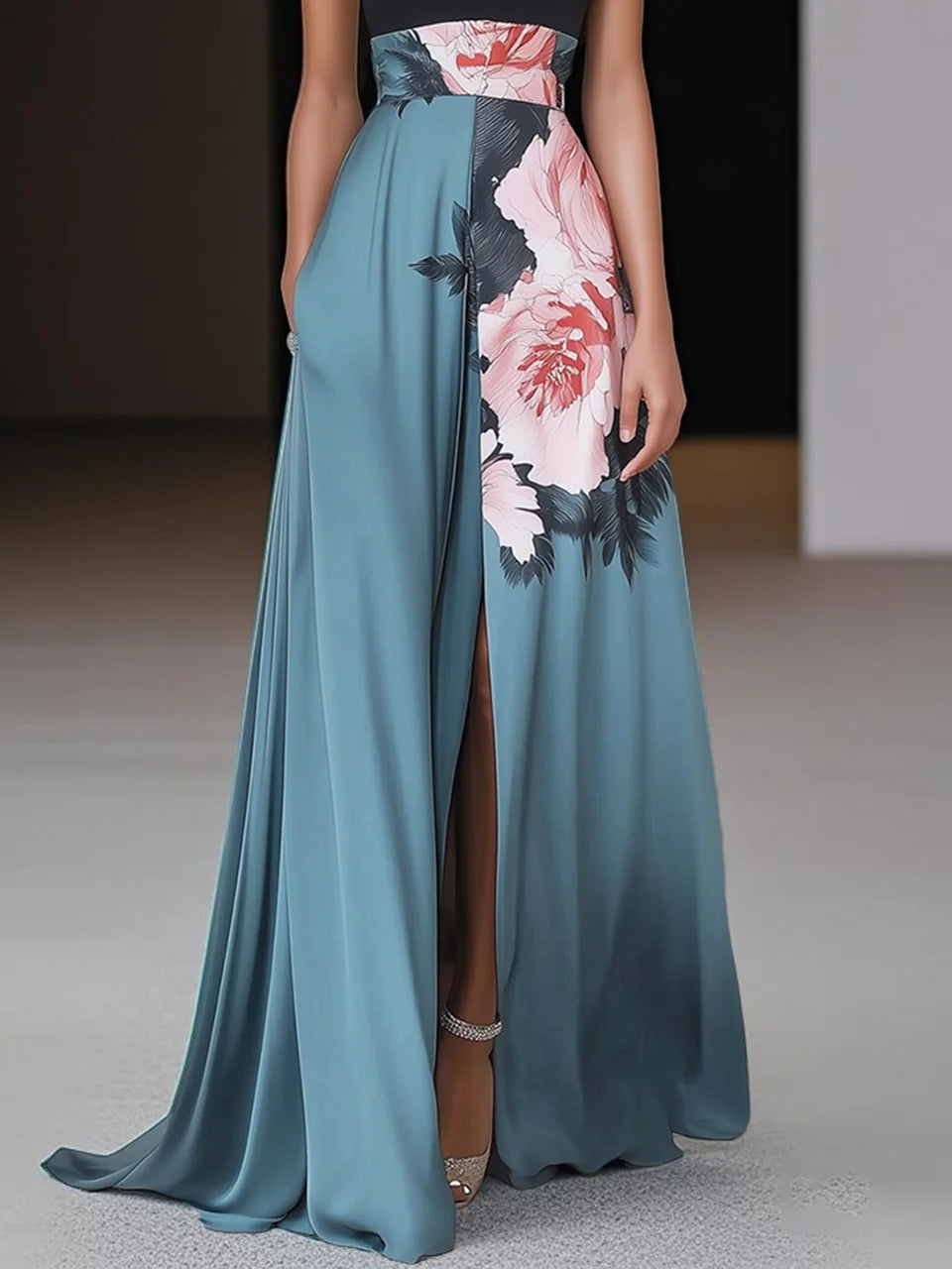 Kvinders Maxi Kjole A-line med Blomsterprint 2
