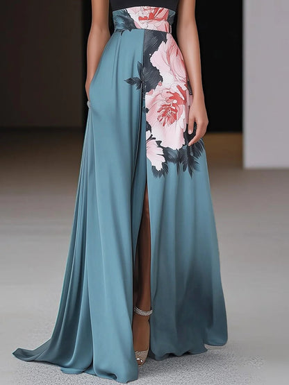 Kvinders Maxi Kjole A-line med Blomsterprint 2