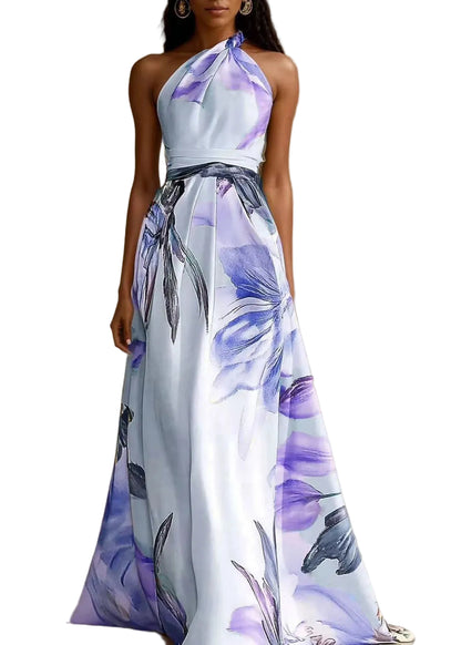 Kvinders Maxi Kjole Asymmetrisk Design Med Unikt Print 0