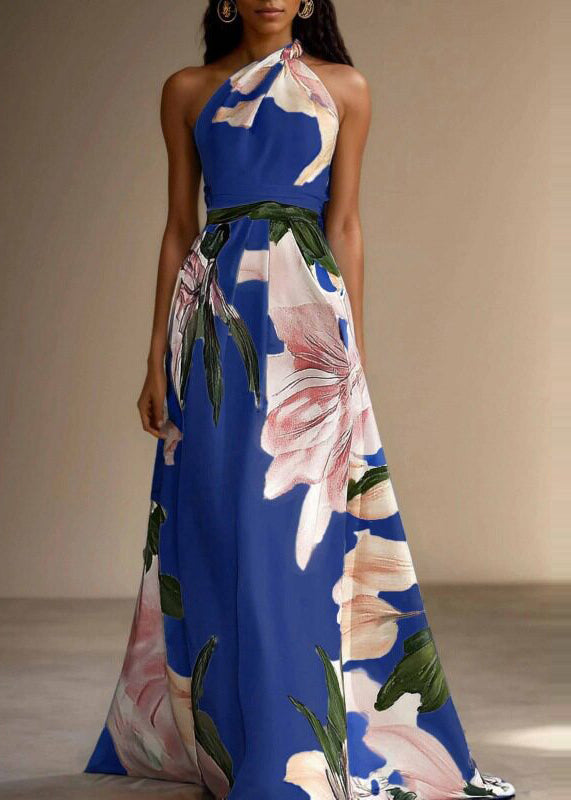 Kvinders Maxi Kjole Asymmetrisk Design Med Unikt Print 3