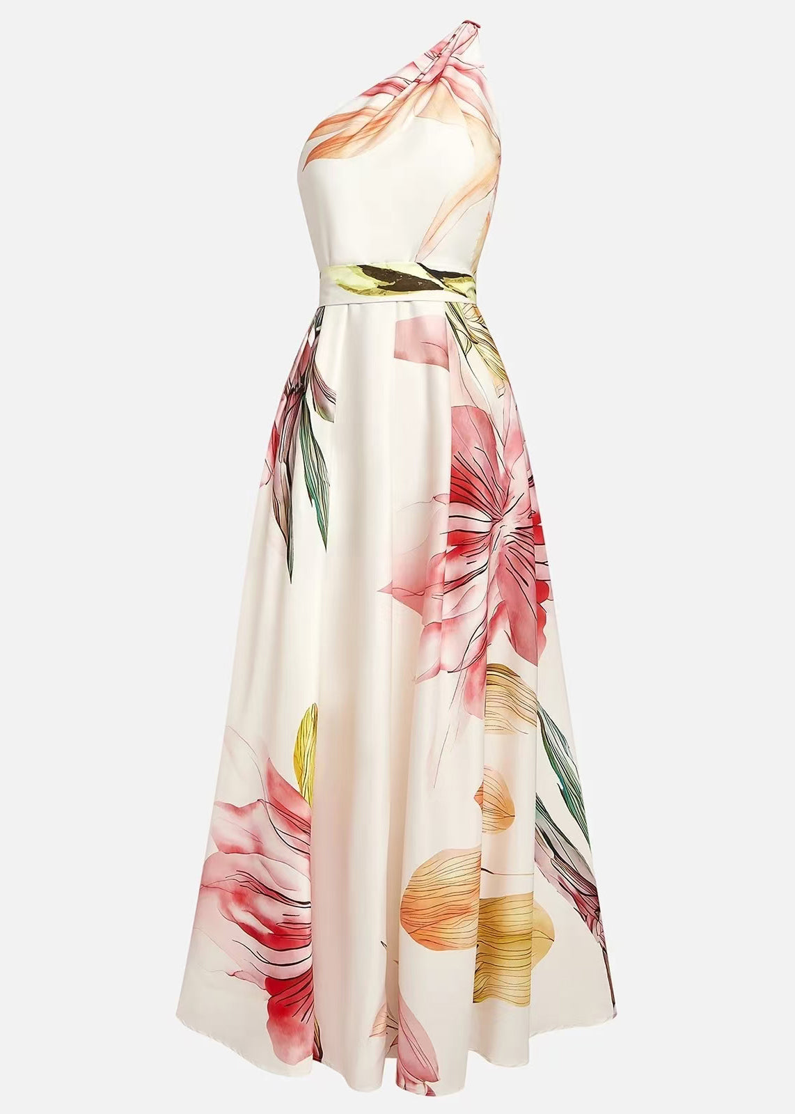 Kvinders Maxi Kjole Asymmetrisk Design Med Unikt Print 4