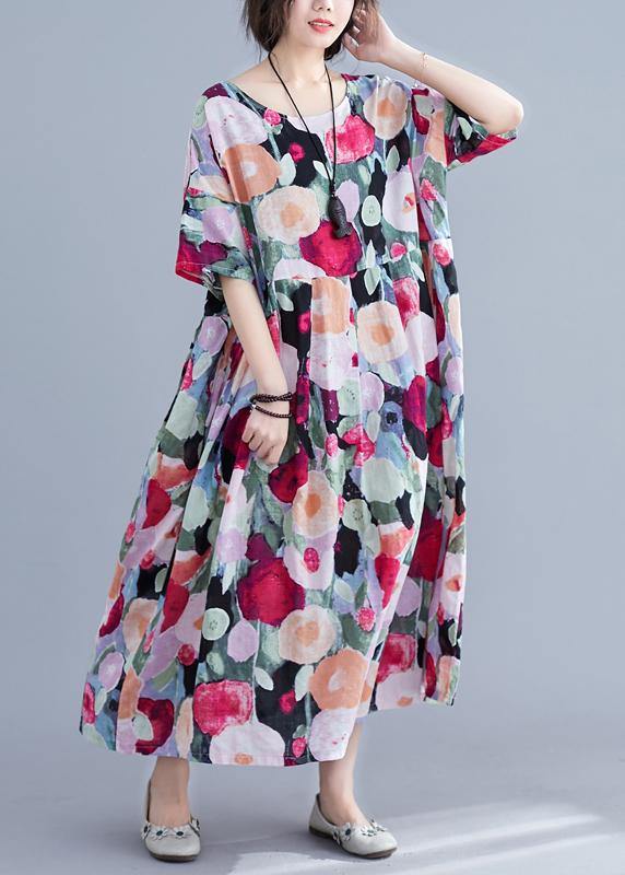 Kvinders Maxi Kjole Bohemsk Blomsterprint med Halvlange Ærmer 2