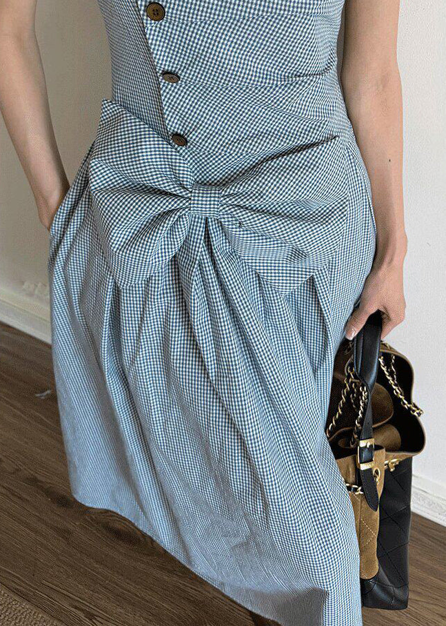 Kvinders Maxi Kjole Kortærmet Plaid Casual 4
