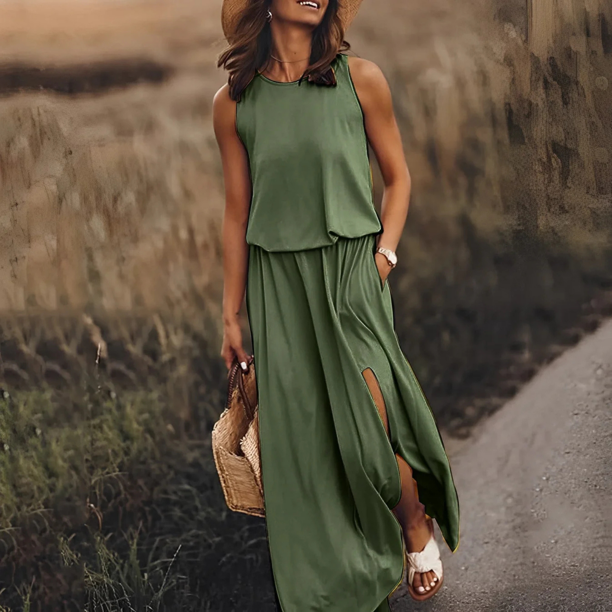 Kvinders Maxi Kjole Med Flydende Design Lang Stil 1