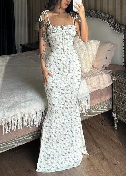 Kvinders Maxi Kjole Med Snøreprint og Slim Fit 1