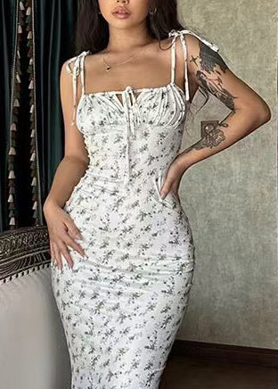 Kvinders Maxi Kjole Med Snøreprint og Slim Fit 4