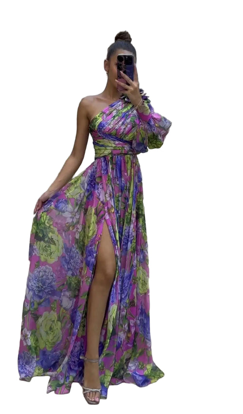 Kvinders Maxi Kjole Off-Shoulder Blomsterprint Let Polyester 0